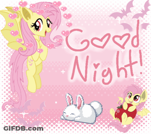A Picture Of A Pony And A Rabbit Says Good Night GIF