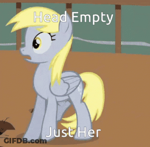 A Picture Of A Pony With The Words Head Empty Just Her On It GIF