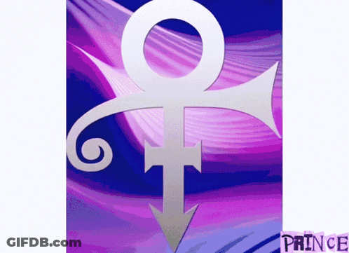 A Picture Of A Prince Symbol On A Blue And Purple Background GIF