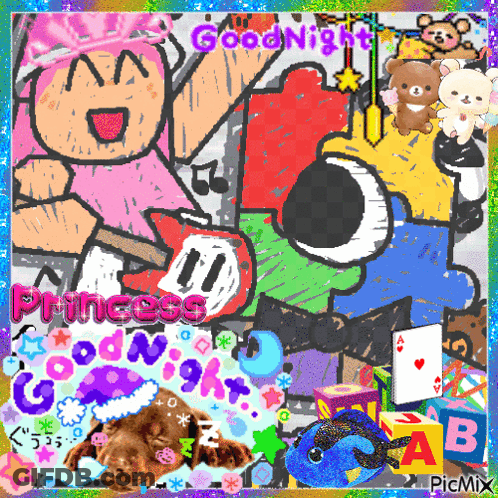 A Picture Of A Princess And A Goodnight Message GIF