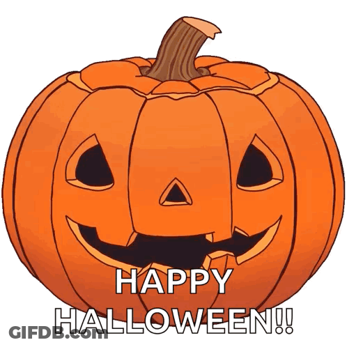A Picture Of A Pumpkin With The Words Happy Halloween Written Below It GIF
