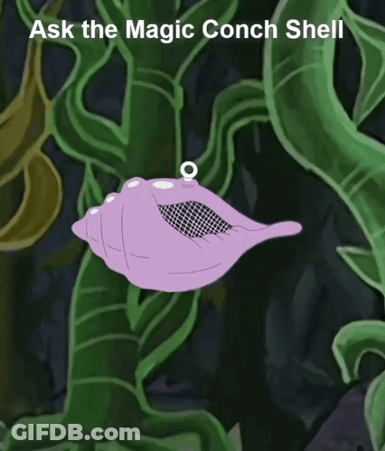 A Picture Of A Purple Conch Shell With The Words Ask The Magic Conch Shell GIF