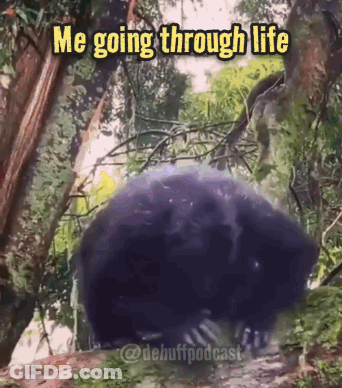 A Picture Of A Purple Object With The Words Me Going Through Life GIF