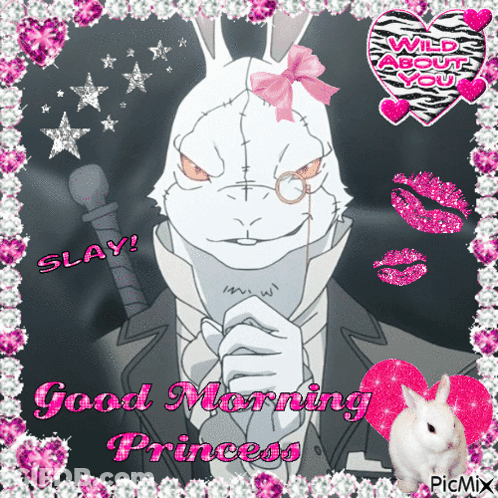 A Picture Of A Rabbit With The Words Good Morning Princess Written On It GIF