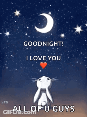 A Picture Of A Rabbit With The Words Goodnight I Love You All Of U Guys On It GIF