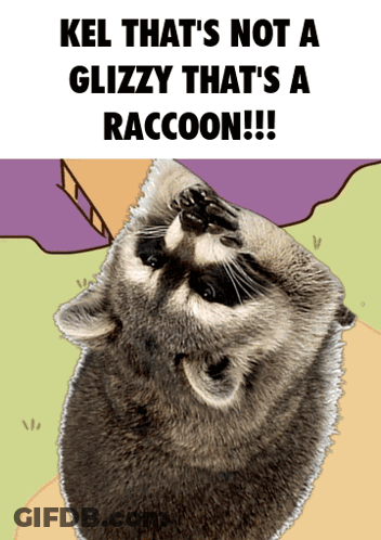 A Picture Of A Raccoon With The Words Kel That 'S Not A Glizzy That 'S A Raccoon GIF