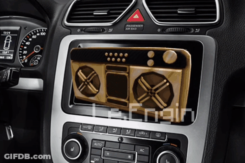 A Picture Of A Radio In A Car With The Word Engine Written Below It GIF