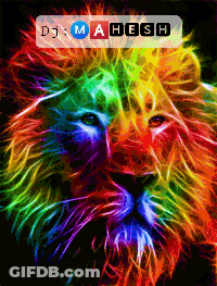 A Picture Of A Rainbow Colored Lion With Dj Mahesh Written Below It GIF