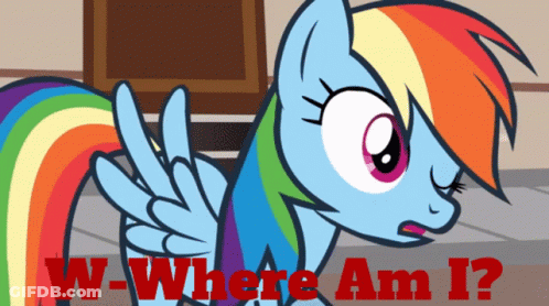 A Picture Of A Rainbow Dash With The Words W-Where Am I GIF