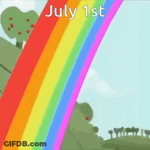 A Picture Of A Rainbow With The Date July 1St On It GIF