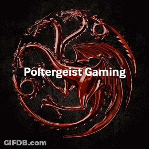 A Picture Of A Red Dragon With The Words Pottergeist Gaming Below It GIF