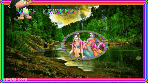 A Picture Of A River With The Words Jaish Krishna On The Bottom GIF
