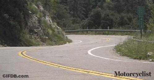 A Picture Of A Road With The Words Motorcyclist At The Bottom GIF