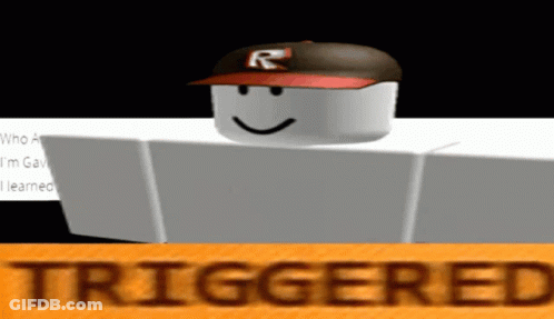 A Picture Of A Roblox Character With The Word Triggered On The Bottom GIF