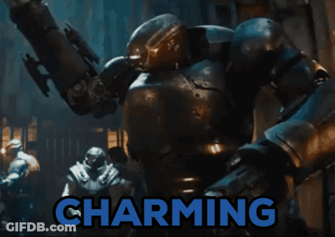 A Picture Of A Robot And The Word Charming GIF