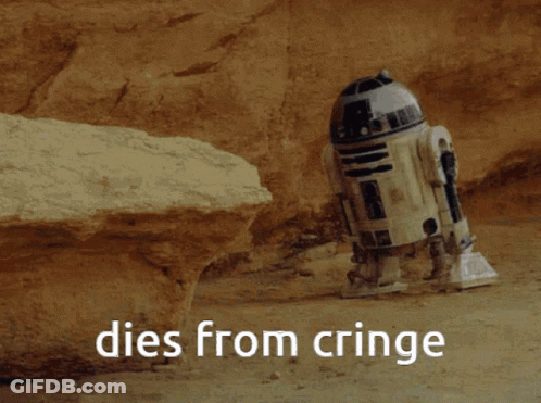 A Picture Of A Robot In The Desert With The Words Dies From Cringe Below It GIF