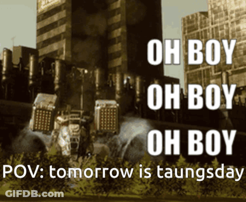 A Picture Of A Robot That Says " Oh Boy Oh Boy Oh Boy " GIF