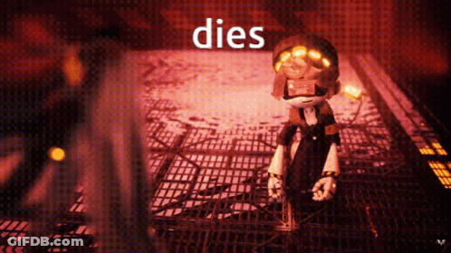 A Picture Of A Robot With The Word Dies Written On It GIF