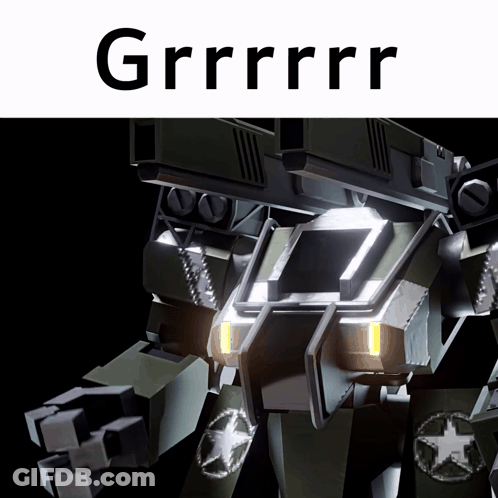 A Picture Of A Robot With The Word Grrrr On Top Of It GIF