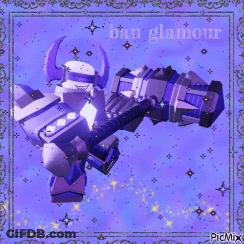 A Picture Of A Robot With The Words Ban Glamour Written On It GIF