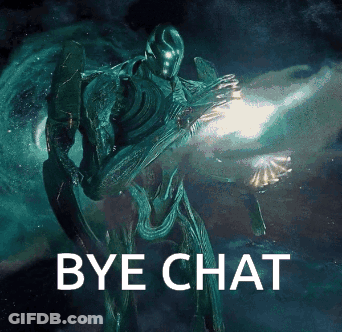 A Picture Of A Robot With The Words Bye Chat Written On It GIF