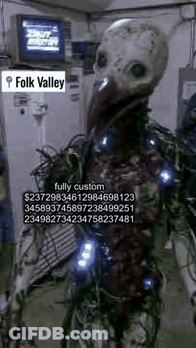 A Picture Of A Robot With The Words Folk Valley On The Top GIF