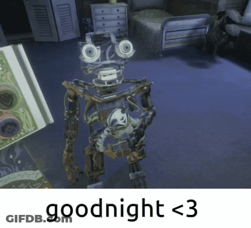 A Picture Of A Robot With The Words Goodnight < 3 GIF