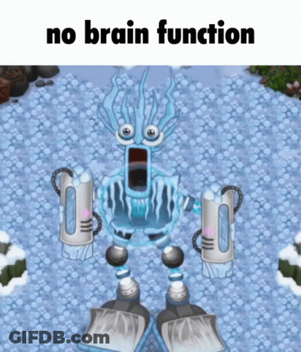 A Picture Of A Robot With The Words " No Brain Function " Below It GIF