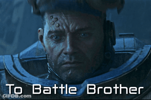 A Picture Of A Robot With The Words To Battle Brother GIF