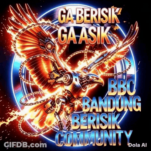 A Picture Of A Robotic Eagle With The Words Ga Bersik Ga Asik Bbc Banding Bersik Community GIF