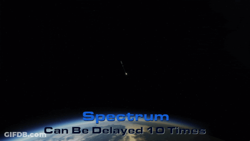 A Picture Of A Rocket Flying Over The Earth With The Words Spectrum Can Be Delayed 10 Times GIF