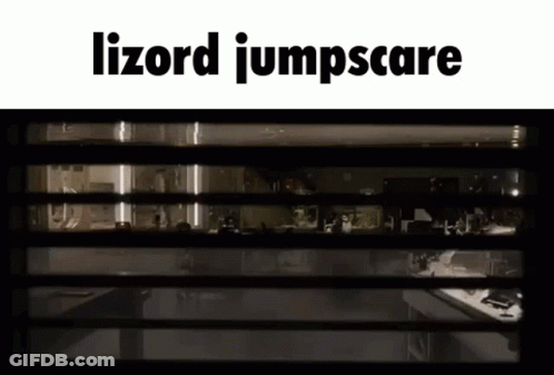 A Picture Of A Room With The Words Lizard Jumpscare Above It GIF