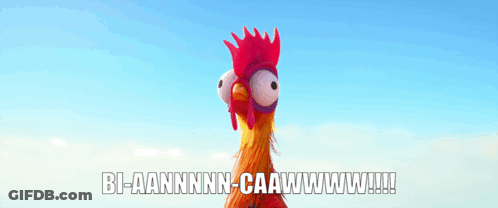 A Picture Of A Rooster With The Words Bi-Aannnn-Caawwwww !!! Below It GIF