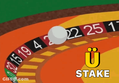 A Picture Of A Roulette Wheel With The Word Stake On It GIF