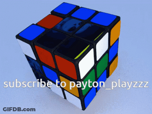 A Picture Of A Rubik 'S Cube With The Words Subscribe To Payton_playzzz On The Bottom GIF