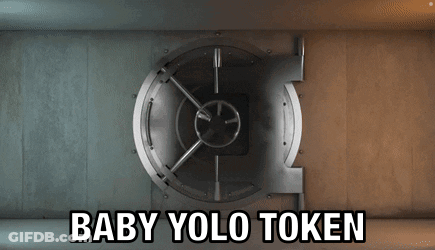 A Picture Of A Safe With The Words Baby Yolo Token Above It GIF