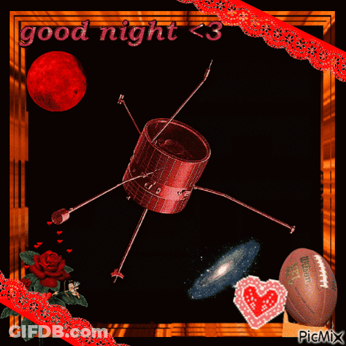 A Picture Of A Satellite In Space With The Words Good Night < 3 GIF
