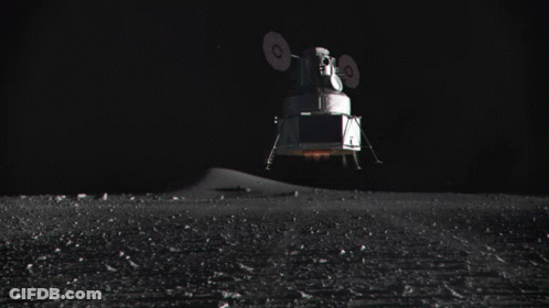 A Picture Of A Satellite On The Moon That Says Touchdown GIF