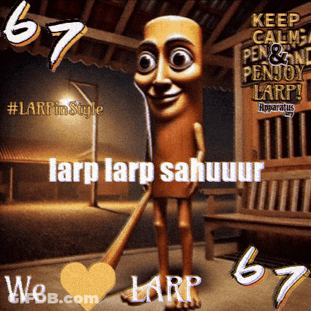 A Picture Of A Sausage That Says Larp Larp Sahuuur On It GIF