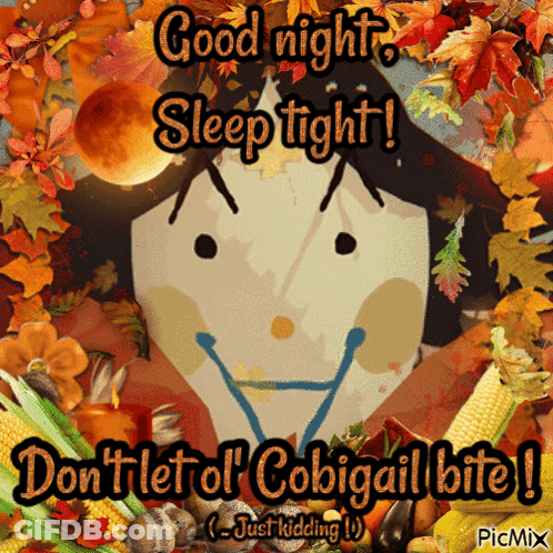 A Picture Of A Scarecrow With The Words Good Night Sleep Tight On It GIF