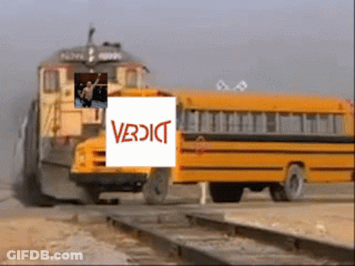 A Picture Of A School Bus And A Train With A Sticker That Says Vbdic On It GIF