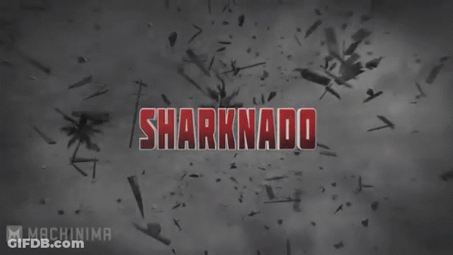 A Picture Of A Shark With The Word Sharknado In Red GIF