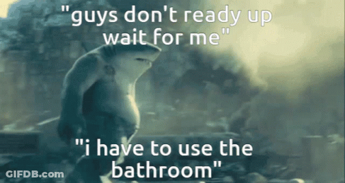 A Picture Of A Shark With The Words " Guys Don 'T Ready Up Wait For Me " GIF
