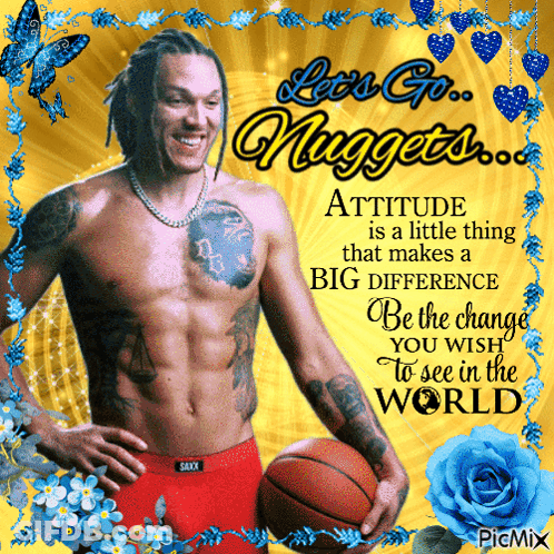 A Picture Of A Shirtless Man Holding A Basketball With A Quote About Attitude GIF