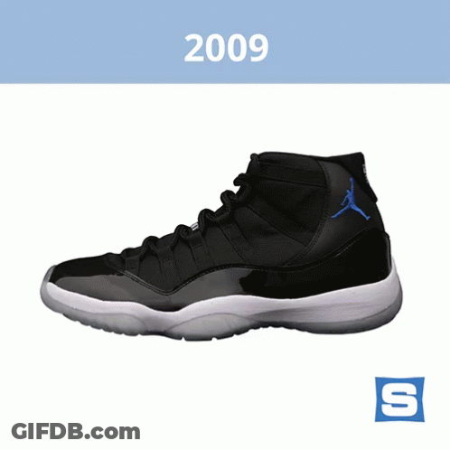 A Picture Of A Shoe With The Year 2009 On The Top GIF