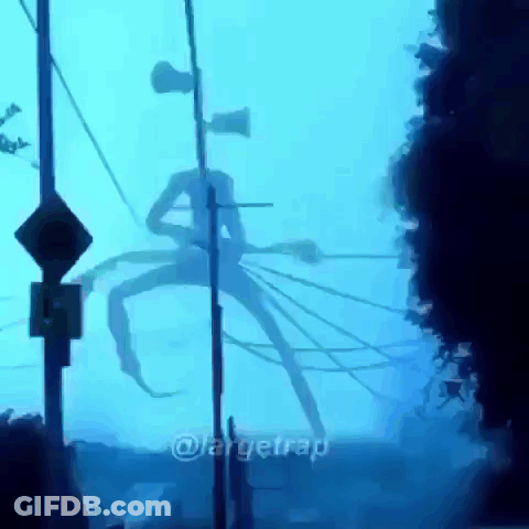 A Picture Of A Siren Head With A Large Trap Watermark GIF