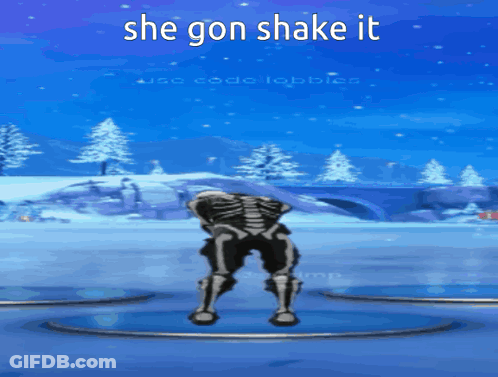 A Picture Of A Skeleton Dancing With The Words She Gon Shake It Above It GIF
