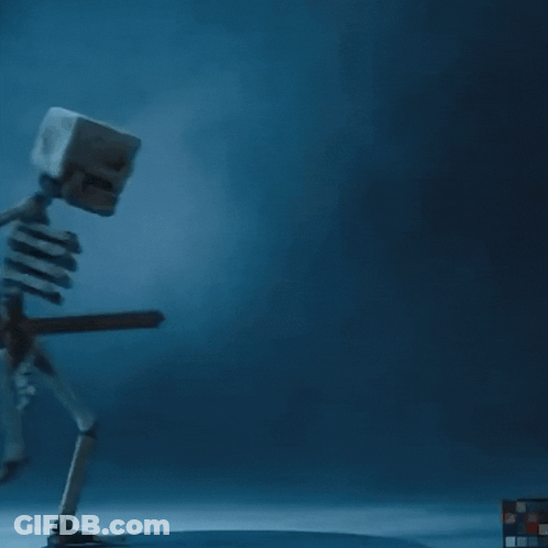 A Picture Of A Skeleton Holding A Sword With The Words Get On Below It GIF