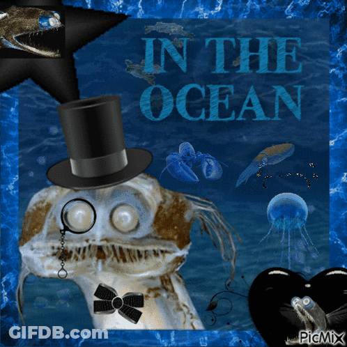 Skeleton In Top Hat And Bow Tie In Ocean GIF