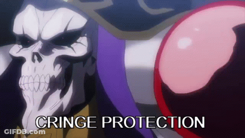 A Picture Of A Skeleton With The Words Cringe Protection On The Bottom GIF